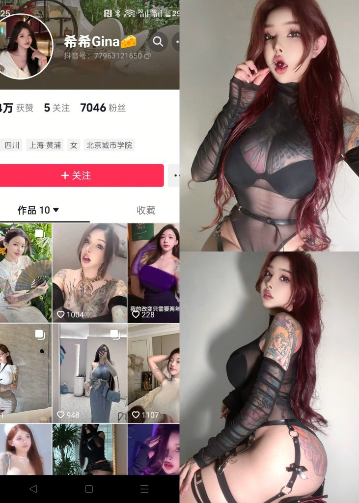 【抖音反差】希希Gina-渔网黑纱女王[23P]-蜜桃啵啵